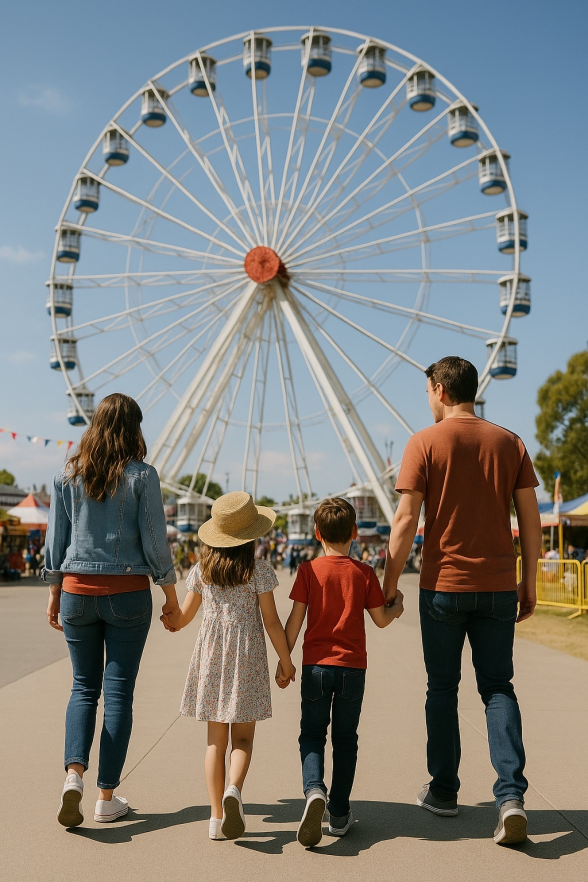Family day out at the Melbourne Royal Show during school holidays in Melbourne
